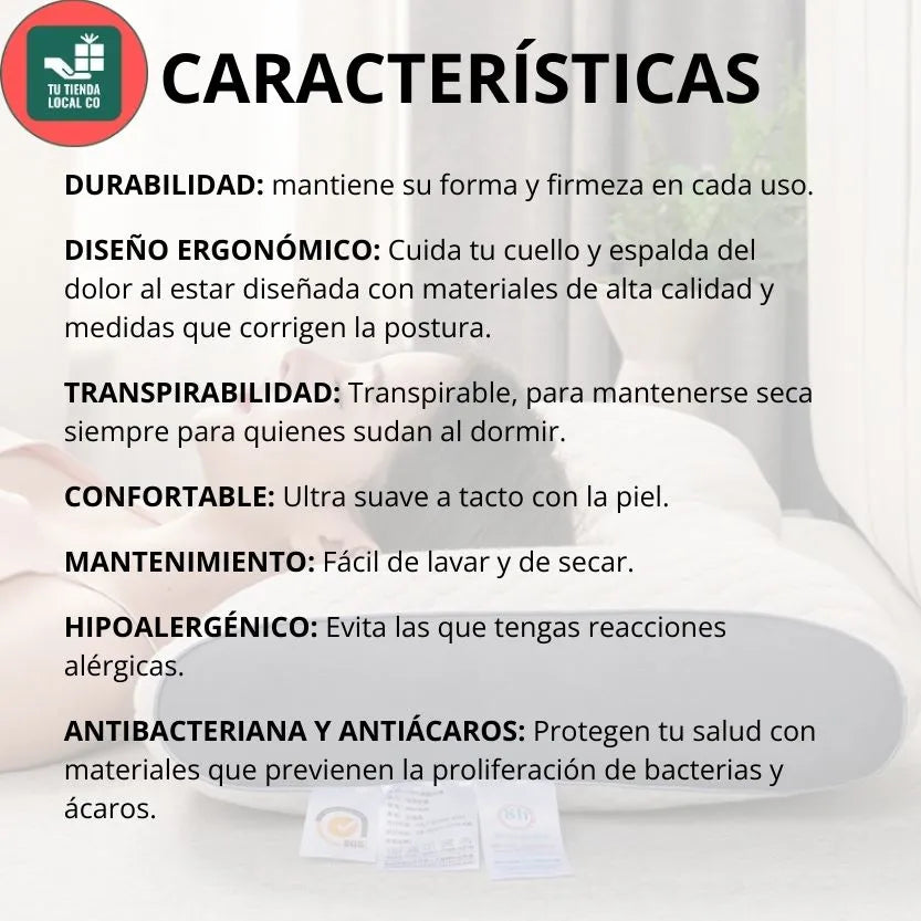 DELUXE ERGONOMIC RELAX Almohada Ortopédica 3d Con Alineación Cervical Perfecta, te brinda las mejores noches de descanso.