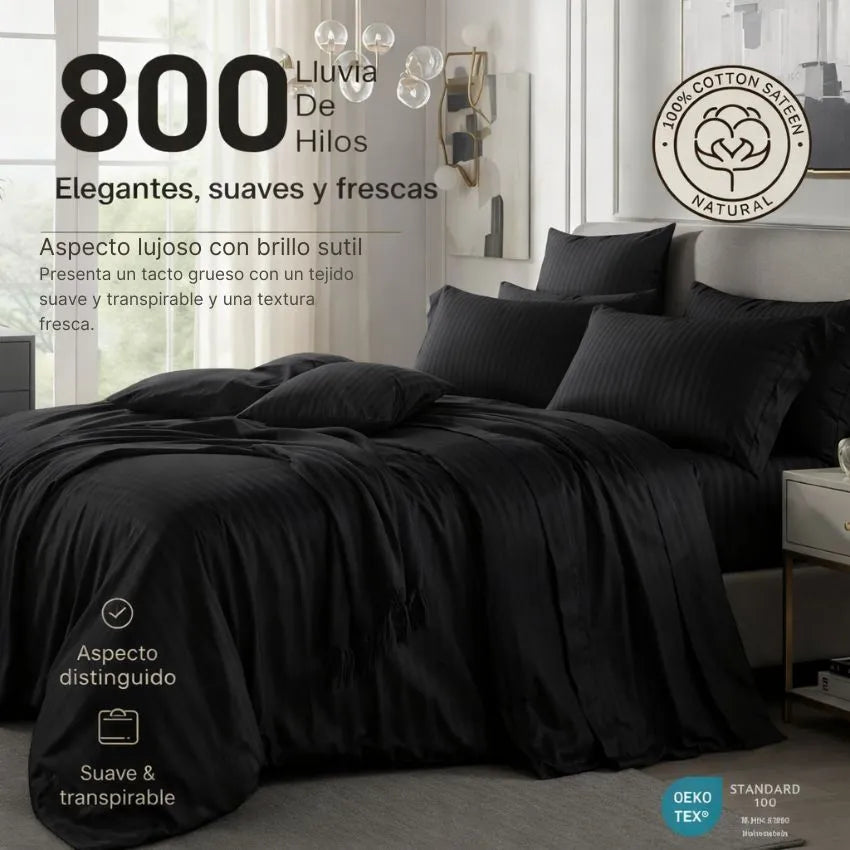 Suite Imperial | Sábanas 800 Hilos — Suavidad satinada, ajuste 360° y frescura desde la primera noche - Juego de 4 piezas en OFERTA