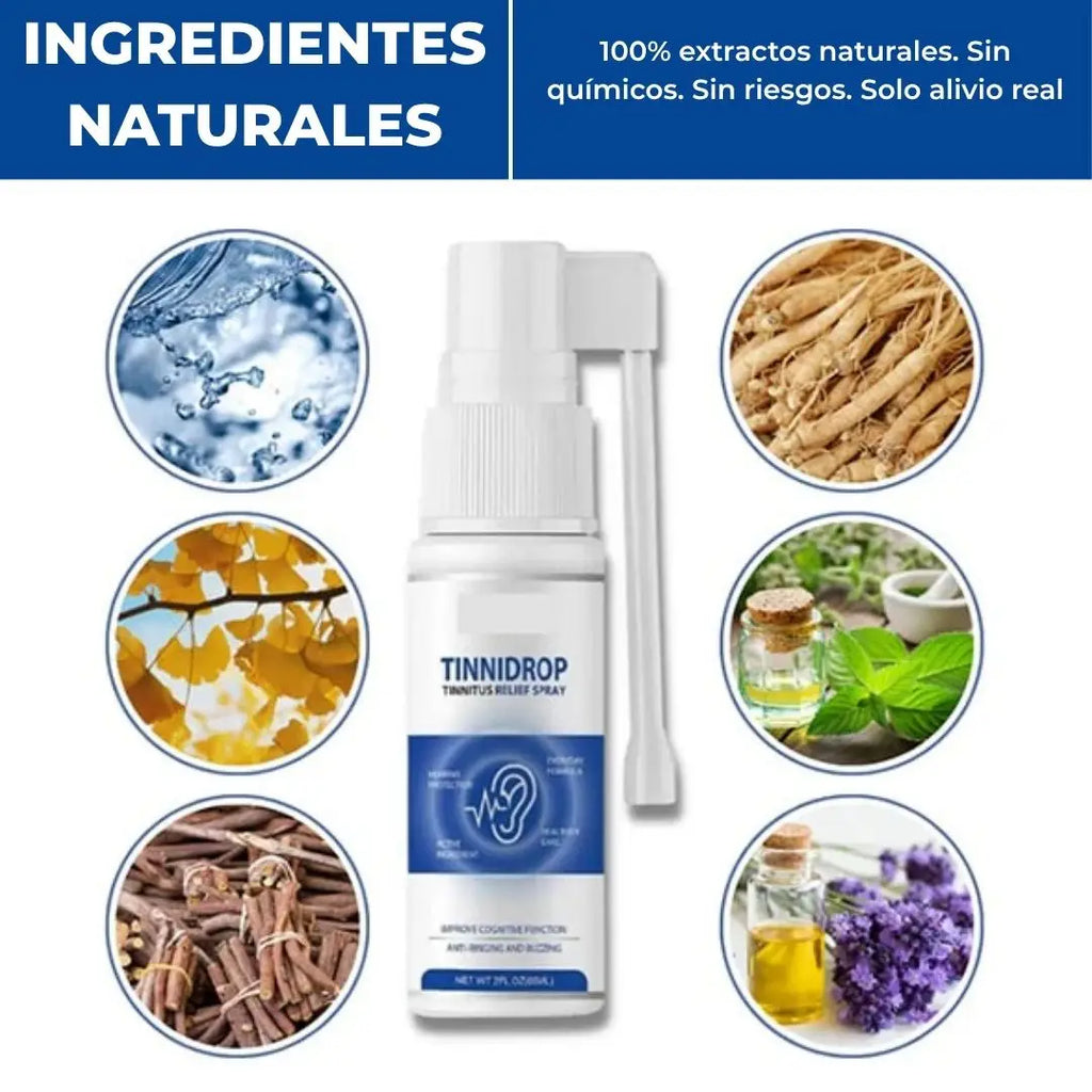 TINNIDROP | SPRAY PARA EL ALIVIO DEL ZUMBIDO, LA INFLAMACIÓN, PIQUIÑA Y PITIDOS CONSTANTES EN LOS OÍDOS